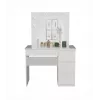Conjunto de tocador MIJAS, lado derecho, top e shop — mesa 98×76×51 cm, 4 cajones, espejo LED, blanco, altura 1460 mm