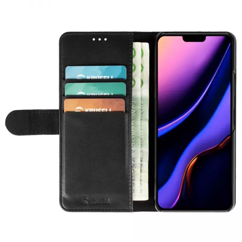 Funda cartera Krusell para Apple iPhone 12 Pro Max – negra, funda tipo folio con compartimento para tarjetas