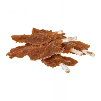 Snacks para perros PETITTO filete de pollo al palo 500 g — snack dietético de ave, envase de plástico de 500 g