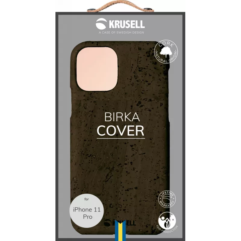 Funda para móvil Krusell Birka para Apple iPhone 11 Pro, funda efecto piel marrón oscuro
