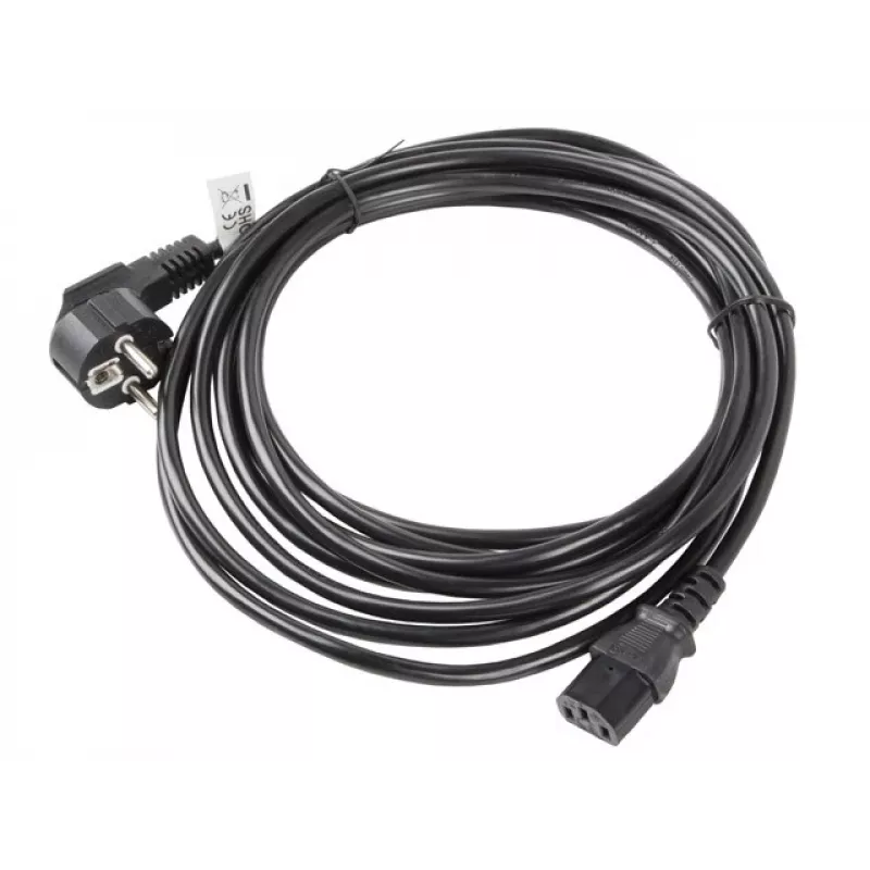Cable de alimentación LANBERG CA-C13C-11CC-0050-BK – 5 m, conector hembra C13 a CEE7/7, C13 en ángulo