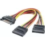 Adaptador de alimentación en Y Renkforce 1× conector macho de alimentación SATA de 15 pines a 2× conectores hembra de alimentación SATA de 15 pines, 0,15 m, negro/rojo/amarillo