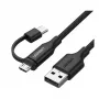 Cable USB-A a Micro-USB y USB-C UGREEN 1 m negro — cable de carga y datos de doble conector