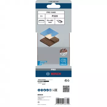 Best for Wood banda abrasiva para madera 3 uds. grano 220 75 mm x 457 mm
