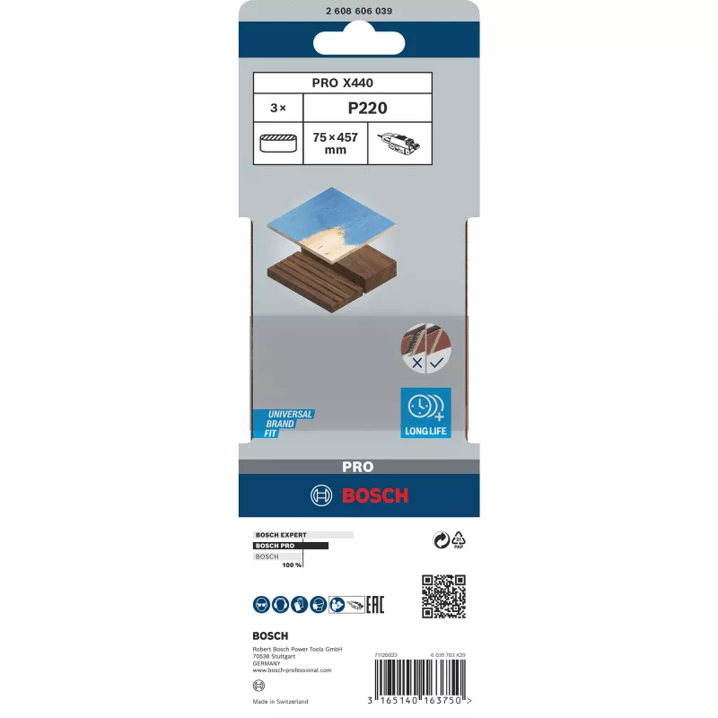 Best for Wood banda abrasiva para madera 3 uds. grano 220 75 mm x 457 mm