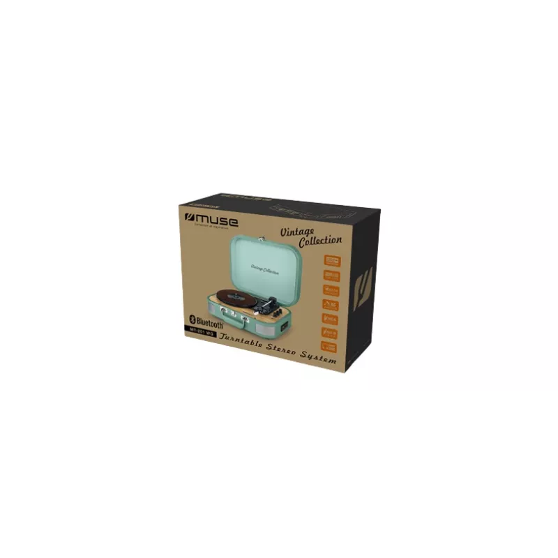 Muse MT-201WG sistema estéreo con tocadiscos, puerto USB, entrada AUX