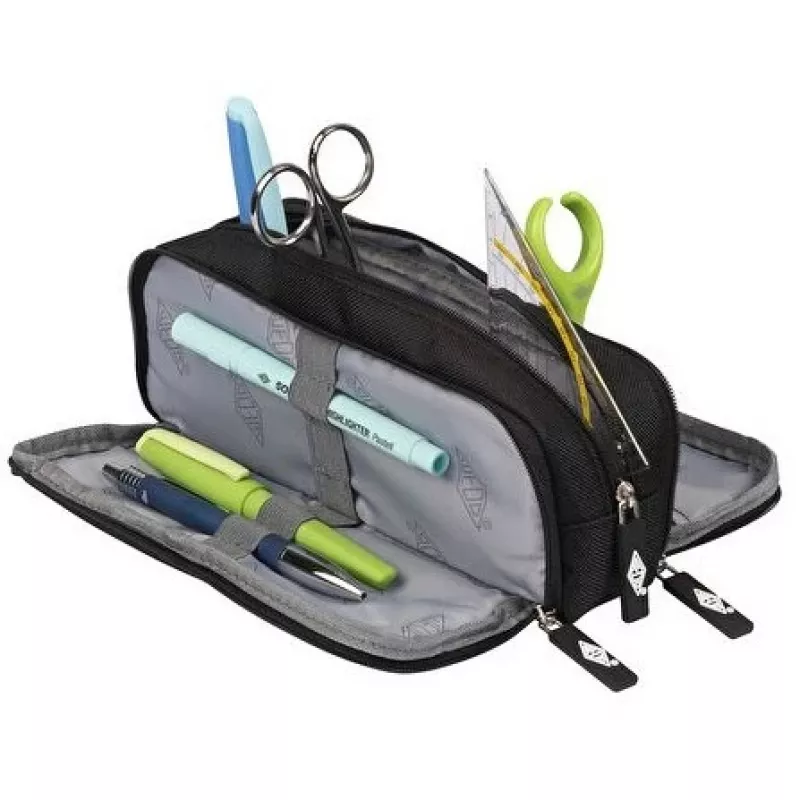 WEDO Business 242 45101 estuche Schlamperbox con 3 compartimentos, poliéster, negro
