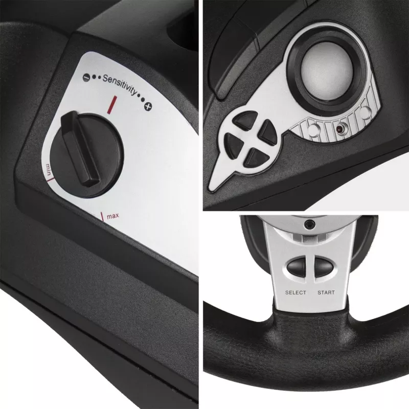 Volante nano rs RS700 con cable USB 270° de rotación, 10 botones, pedales, vibración, cable de 1,8 m