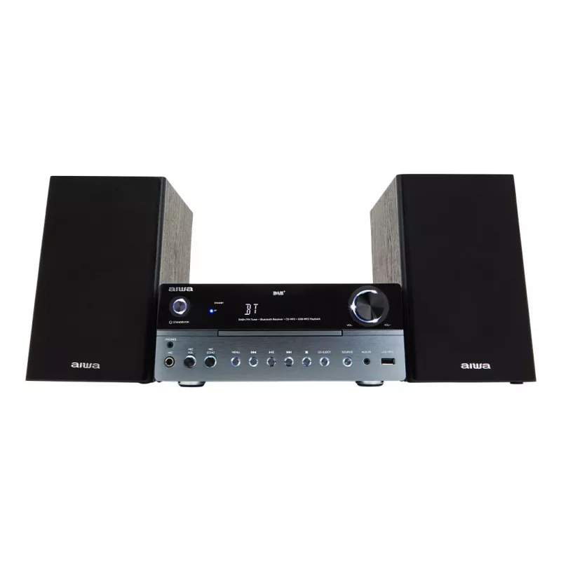 Microcadena de audio doméstico Aiwa MSBTU-700DAB — 25 W RMS, DAB+/FM, Bluetooth 10 m, bandeja CD, indicador LED, negro/azul ártico
