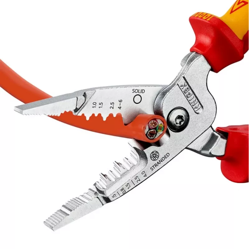 Pelacables Knipex 13 76 200 ME capacidad de pelado 6 mm rojo acero inoxidable amarillo