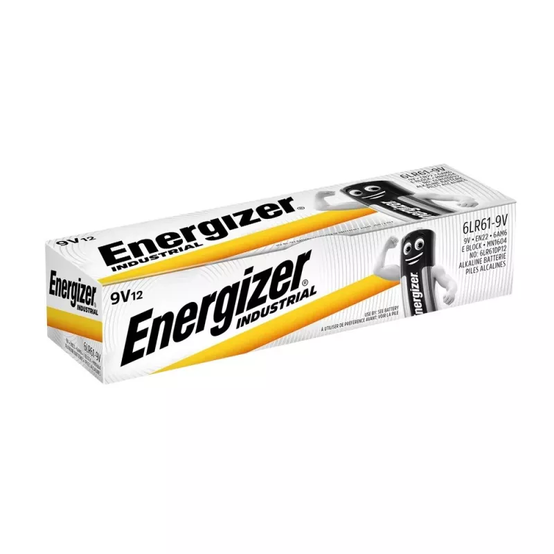 Pilas alcalinas Energizer 9V PP3 Industrial, pack de 12