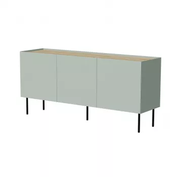 Cómoda cama meble FELLINI 150×40×70 cm, color oliva con tablero de roble aceitado, cuerpo de MDF