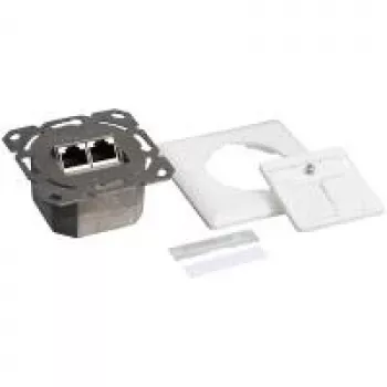 Logilink - toma de conexión, empotrar - RJ-45 x 2 - RAL 9003, blanco señal (NP0123)