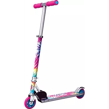 Patinete infantil Razor A Tie-Dye — patinete plegable de aluminio de 2 ruedas, manillar ajustable, ABEC-5, carga máx. 65 kg