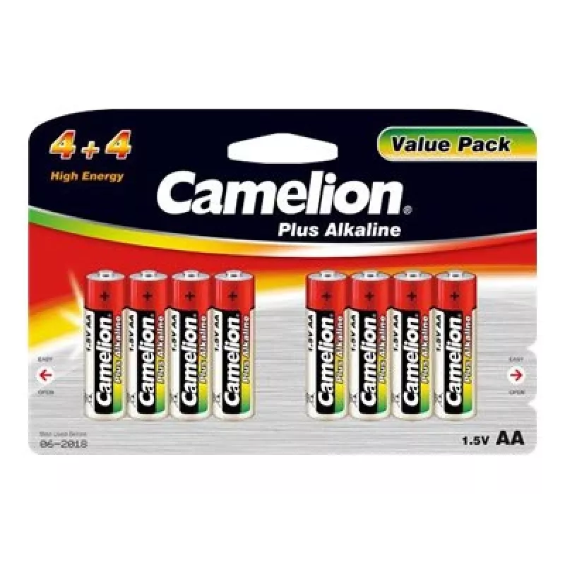 Pilas alcalinas CAMELION AA LR6 Plus — pack de 8, AA (LR6)