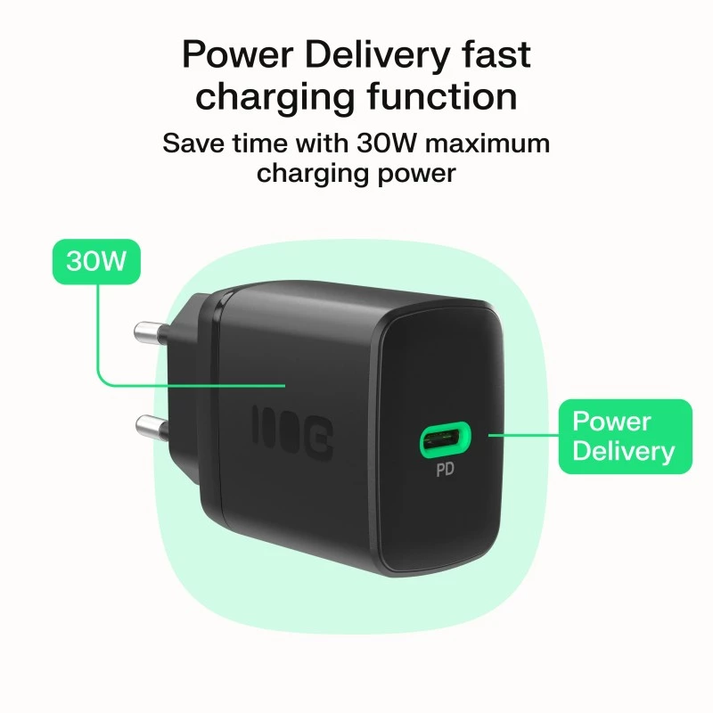 Fuente de alimentación Green Cell PowerSource Solo30 30W negra — cargador USB-C de un solo puerto