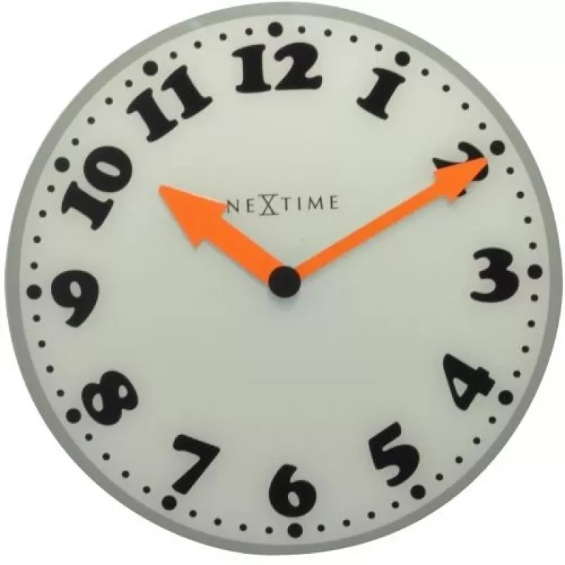 Reloj de pared NeXtime 8152 Girl, Ø43 cm, blanco/gris/negro/naranja