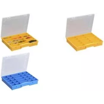 Caja de almacenamiento allit EuroPlus Basic 37/15 amarillo transparente – organizador de piezas pequeñas, 37 compartimentos