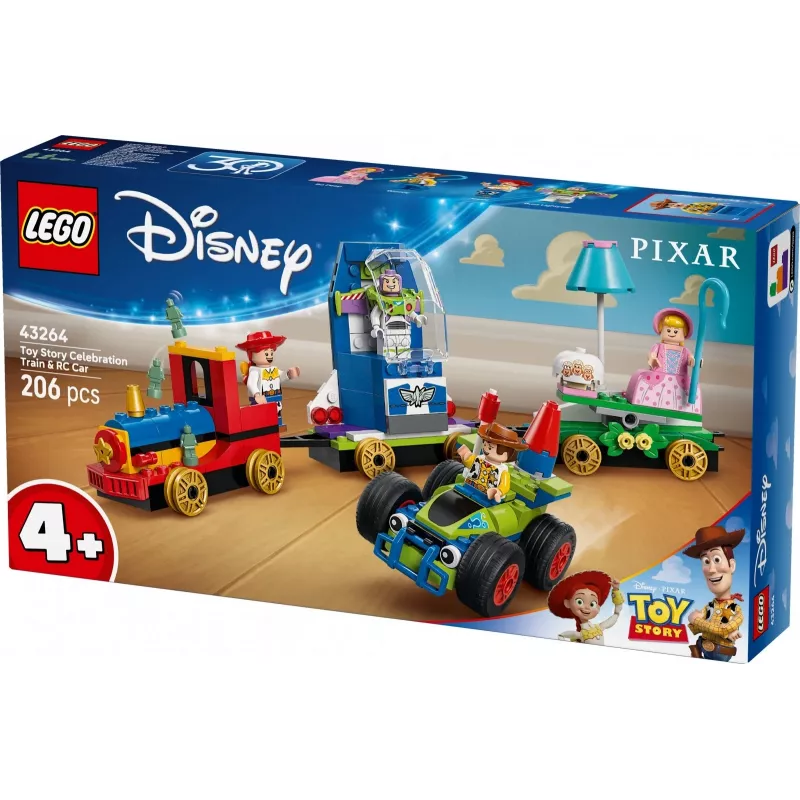 LEGO Disney Toy Story Tren de celebración y coche RC Set 43264 — 206 piezas, 4 minifiguras, edad 4+