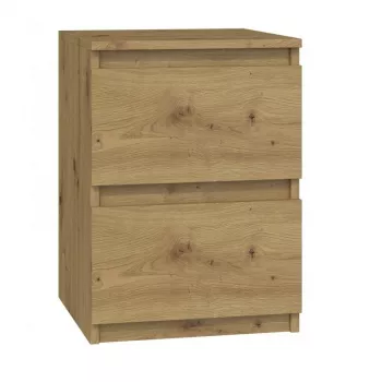 Mesita de noche Top e shop M2 ARTISAN, 2 cajones, madera de roble, 300×300×400 mm