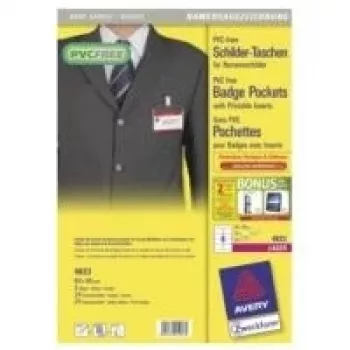 Portatarjetas de identificación AVERY 4823, transparente, 90 × 60 mm, pack de 24
