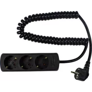 AS Schwabe 11432 Regleta de enchufes sin interruptor, negra, con toma de tierra