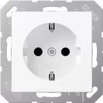 Toma de corriente tipo F Jung A 1520 BFKI WWM, 16 A, 250 V, blanca, termoplástico, 55×55 mm