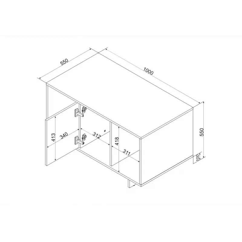Mesa de centro Cama Meble ALMA 100×55×55 cm, tablero rectangular beige, acabado cashmere