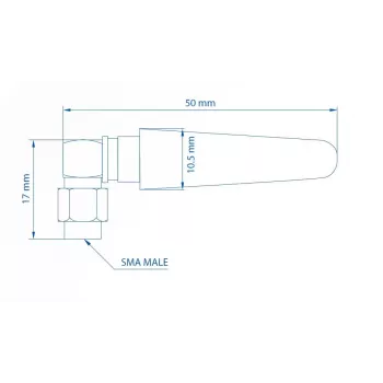 Antena LTE Teltonika 003R-00296, 5dBi, conector macho SMA, acodada