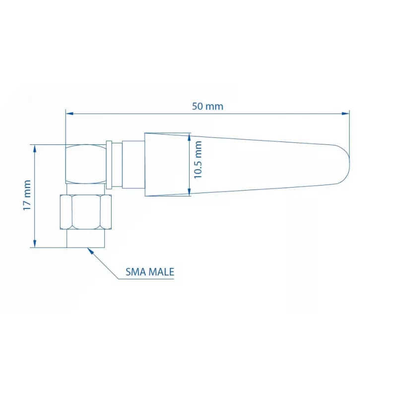 Antena LTE Teltonika 003R-00296, 5dBi, conector macho SMA, acodada