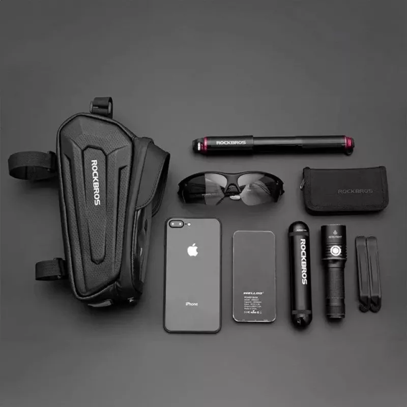 Rockbros B68 Bolsa de cuadro para bicicleta con bolsillo para móvil 1,7 l negra
