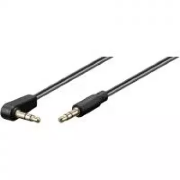 Wentronic Goobay Cable de conexión jack 3,5 mm, negro, 1,5 m - conector jack 3,5 mm (3 polos, estéreo) → conector jack 3,5 mm (3 polos, estéreo) 90° (67784)