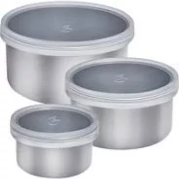 Set de recipientes para conservar alimentos Lurch 240885 — 3 piezas, 0,4 L cada uno, plateado