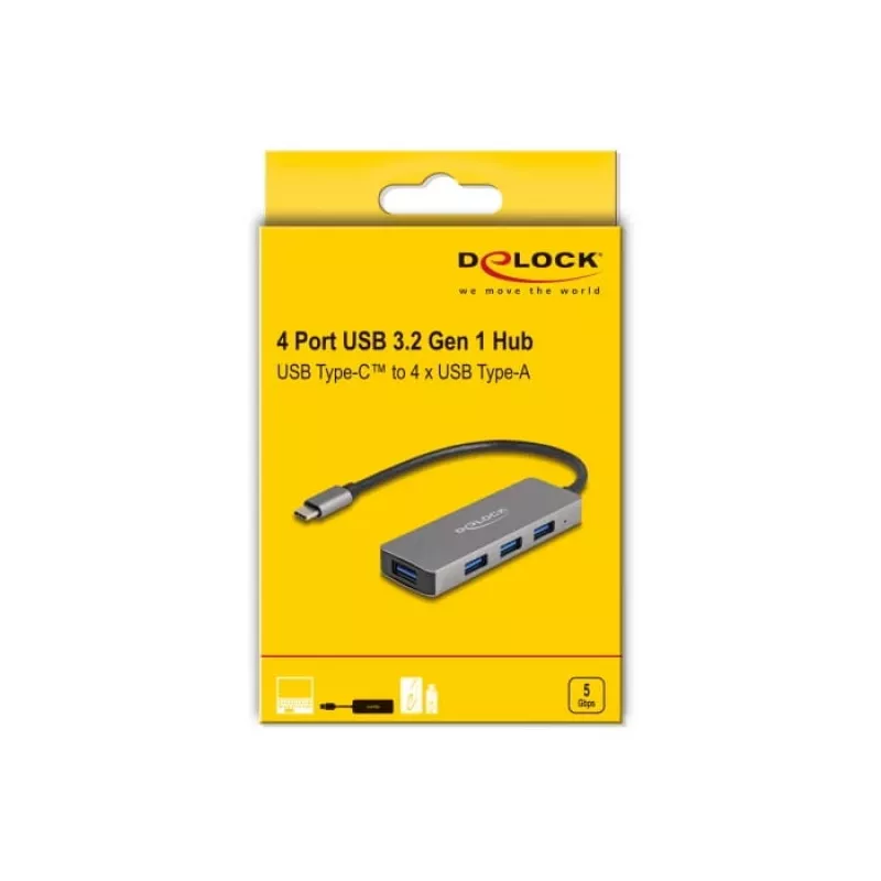 Hub USB DeLOCK 63173 Type-C 5000 Mbit/s negro
