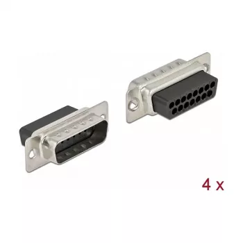Conector de cables DeLOCK 66709 D-Sub 15 pines negro plata