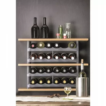 Botellero de mesa rotho VARIO para 6 botellas, plegable, gris, 600×220×140 mm