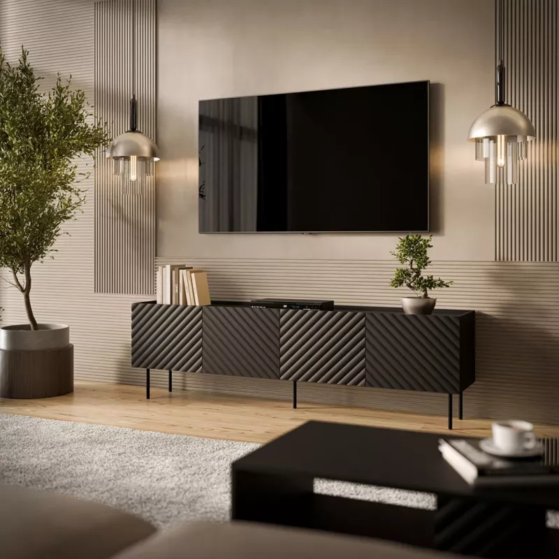 Mueble TV Cama LUCCA 4D 200x40x59 negro