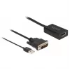 Delock - Cable adaptador - DVI-D, USB (solo alimentación) (M) a DisplayPort (H) - DisplayPort 1.2 - 50 cm - Compatible con 4K 30 Hz - Negro (63189)