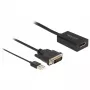 Delock - Cable adaptador - DVI-D, USB (solo alimentación) (M) a DisplayPort (H) - DisplayPort 1.2 - 50 cm - Compatible con 4K 30 Hz - Negro (63189)