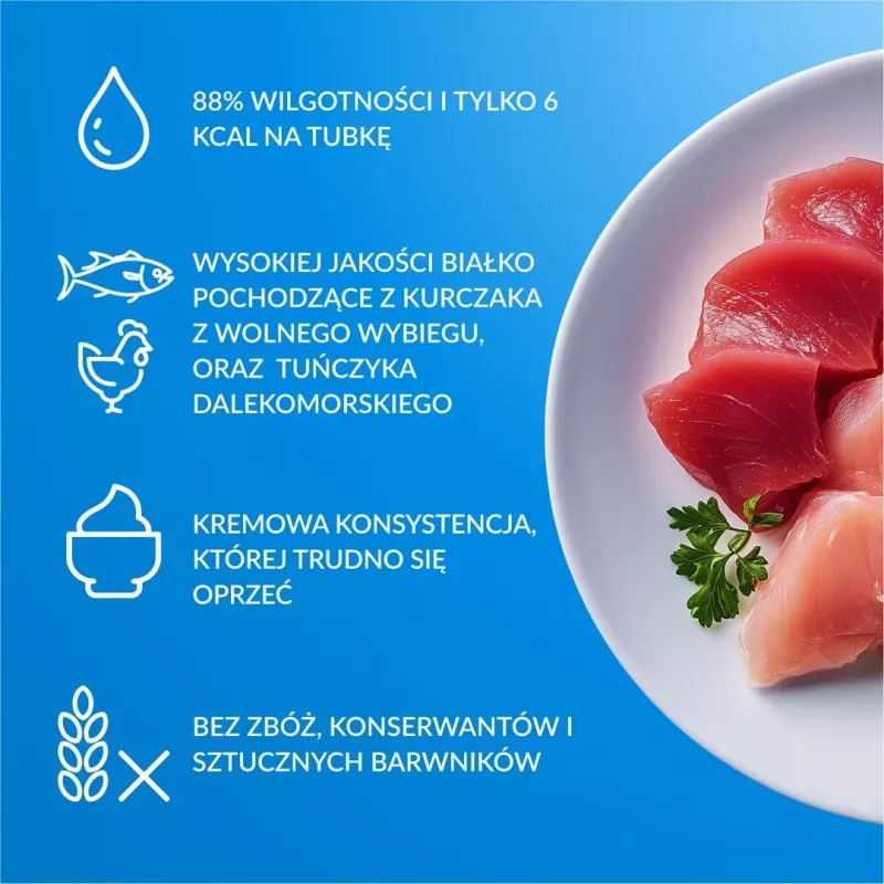 Snack de comida húmeda para gatos INABA CHURU 80P pollo y atún — 80 tubos x 14 g