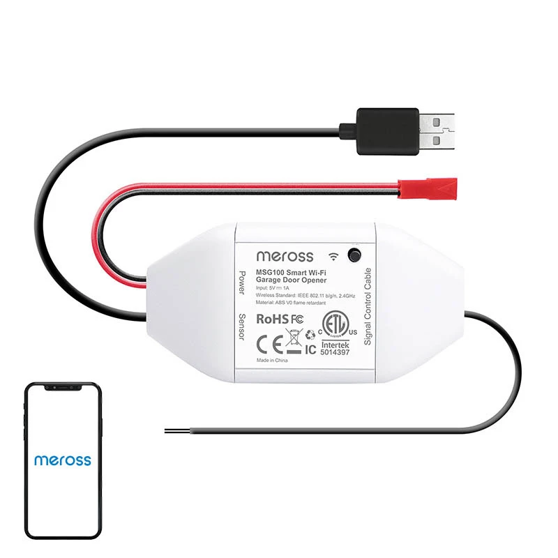 Interruptor inteligente para puerta de garaje Meross MSG100HK compatible con HomeKit — control WiFi para puerta de garaje de una hoja