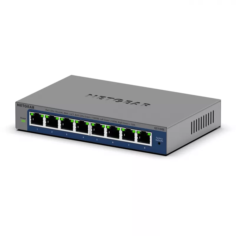 NETGEAR GS108Ev4 No gestionado L2/L3 Gigabit Ethernet (10/100/1000) Gris