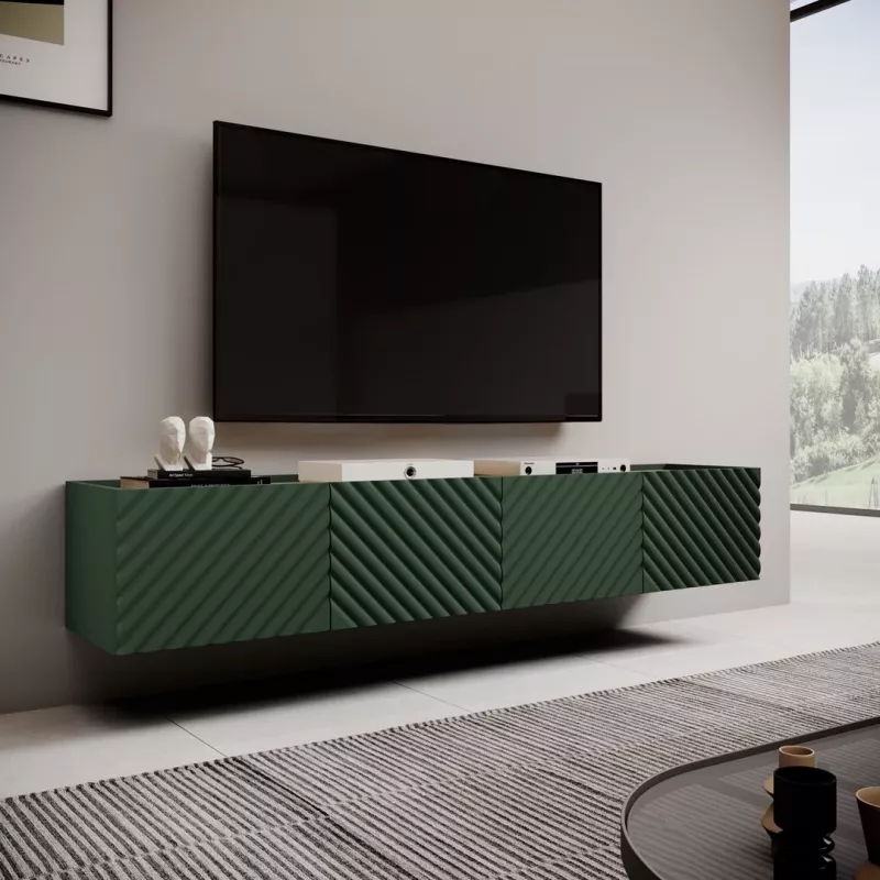 Mueble RTV 4D ONDA 200x40xH54.35 verde (de pie o montado en pared)