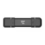 Memoria USB Silicon Power DS72 1 TB, USB 3.2 Gen 2 Type-A / Type-C, carcasa de aluminio y goma, negro