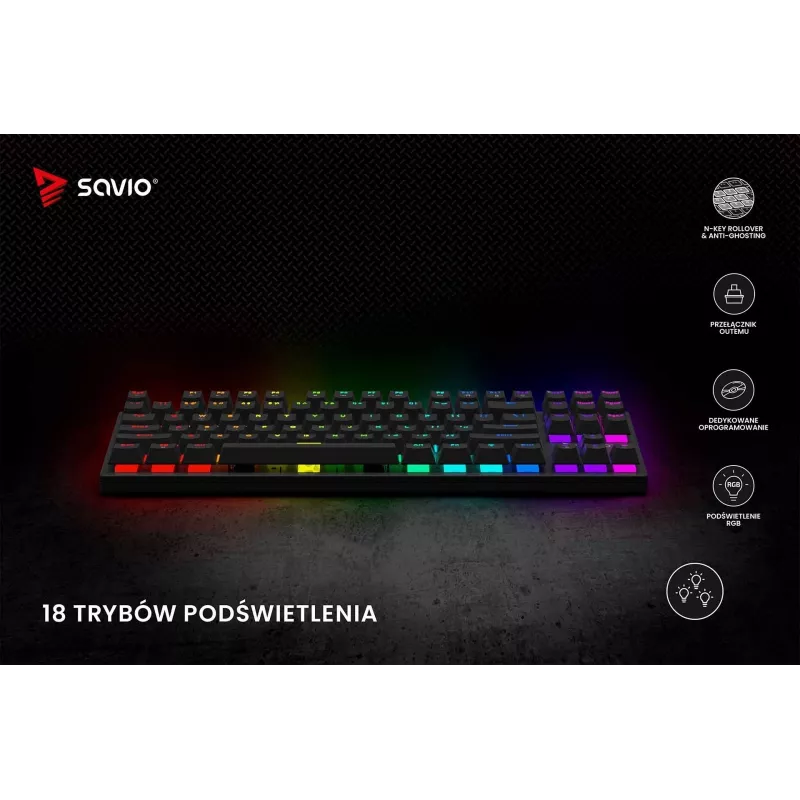 Teclado mecánico RGB Tempest X2 Outemu Blue Savio Savgk-tempest X2 Bl