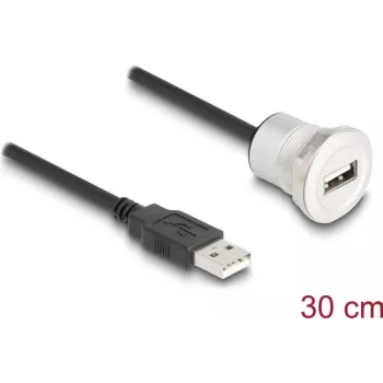 Cable DeLOCK 88181 USB 2.0 0,3 m USB A negro/plata