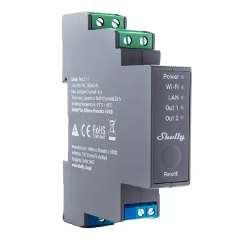 Interruptor de relé Shelly Pro 2 para carril DIN WiFi/LAN/Bluetooth