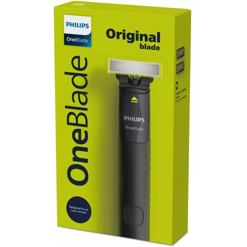 Afeitadora de lámina y recortadora Philips OneBlade QP1424/10 — antracita, a pilas, 30 min de autonomía, peines para barba