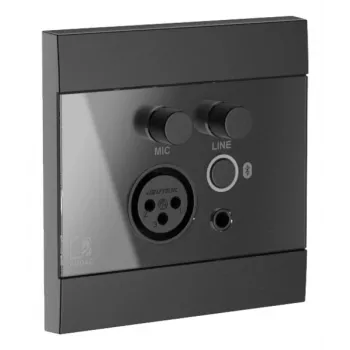 AUDAC WP225/B Panel de pared, micrófono XLR + conector hembra jack 3,5 mm, Bluetooth, negro