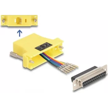 DELOCK D-Sub 25 polos conector hembra a conector hembra RJ12 set de montaje, amarillo